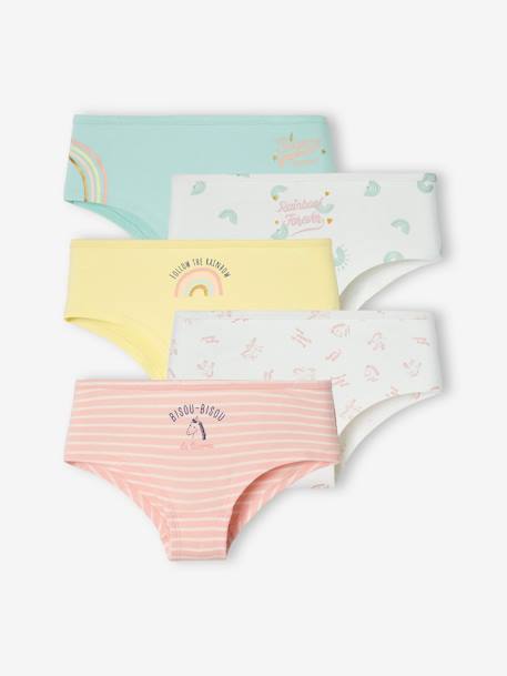 Lot de 5 shorties fille flowers - rose poudré, Fille