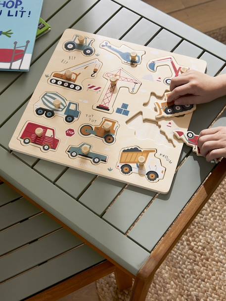 Puzzle boutons Chantier en bois FSC® jaune 2 - vertbaudet enfant 