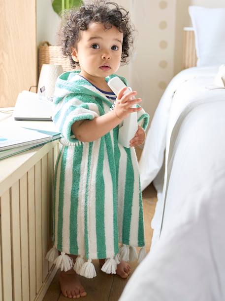Bébé-Poncho de bain bébé à rayures personnalisable