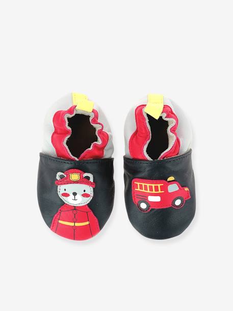 Chaussons cuir souple bébé Fireman 686641-10 ROBEEZ© marine 2 - vertbaudet enfant 