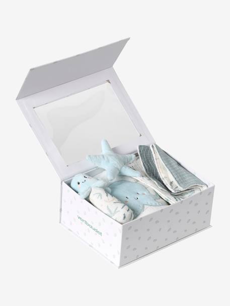 Coffret cadeau naissance SOUS L'OCÉAN bleu grisé 1 - vertbaudet enfant 