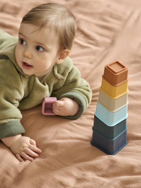 Tour de cubes en silicone multicolor 1 - vertbaudet enfant 