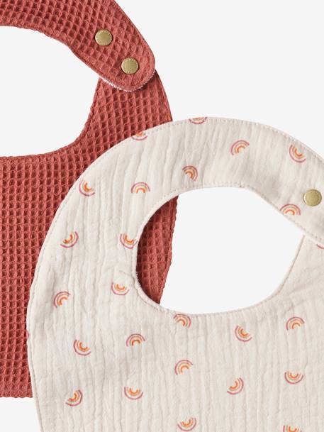 Lot 2 bavoirs naissance bleu imprimé+terracotta 10 - vertbaudet enfant 