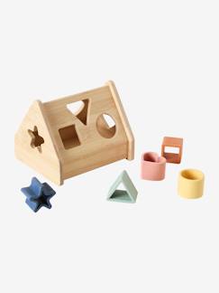 Jouet-Premier âge-Premières manipulations-Triangle des formes à encastrer en bois et silicone