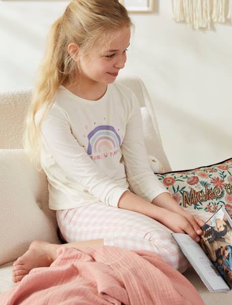 Pyjama fille arc-en-ciel en maille jersey et flanelle rose 8 - vertbaudet enfant 