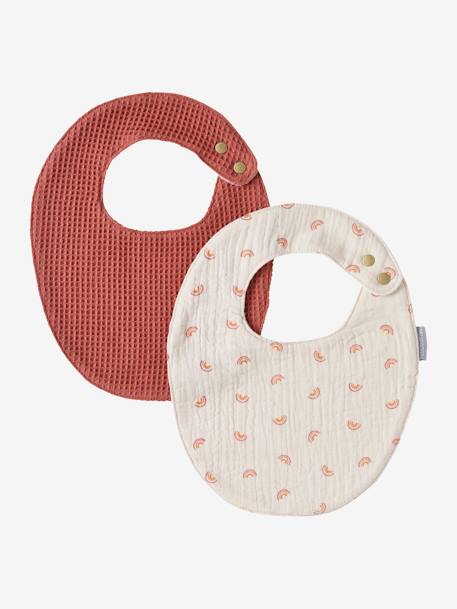 Lot 2 bavoirs naissance bleu imprimé+terracotta 7 - vertbaudet enfant 