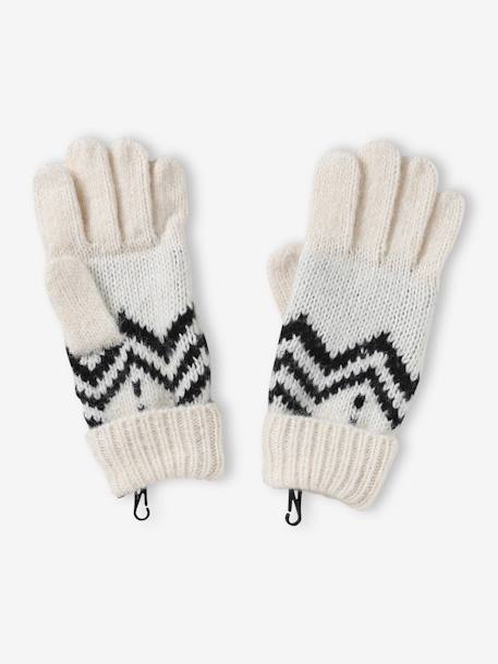 Ensemble Bonnet + Snood + Moufles/gants VERTBAUDET Garçon « Monstre » - Jacquard, Motifs Yeux Et Dents, Doublure Polaire