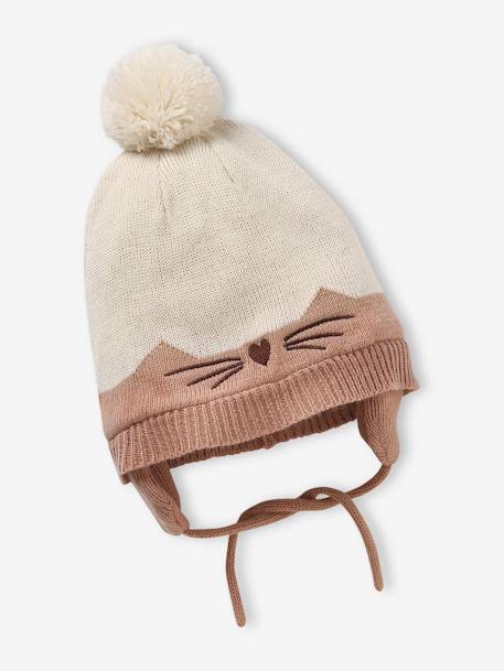 Ensemble bébé fille bonnet + écharpe + moufles chat écru 2 - vertbaudet enfant 