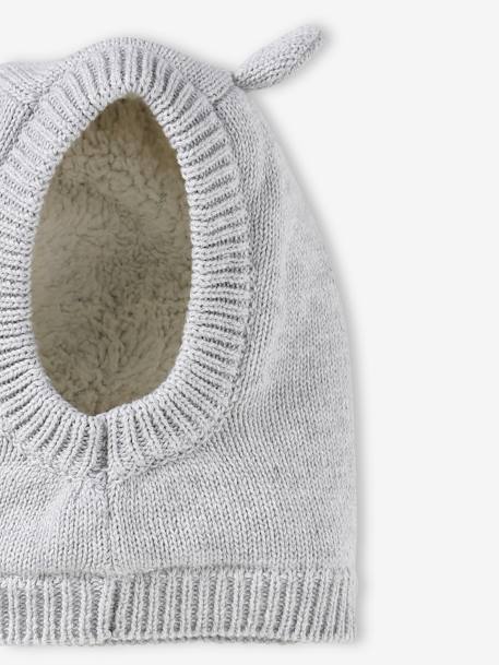 Cagoule bébé fille en maille côtelée doublée sherpa gris chiné 3 - vertbaudet enfant 