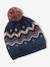 Ensemble bonnet + snood + gants ou moufles jacquard fluffy fille bleu nuit 2 - vertbaudet enfant 