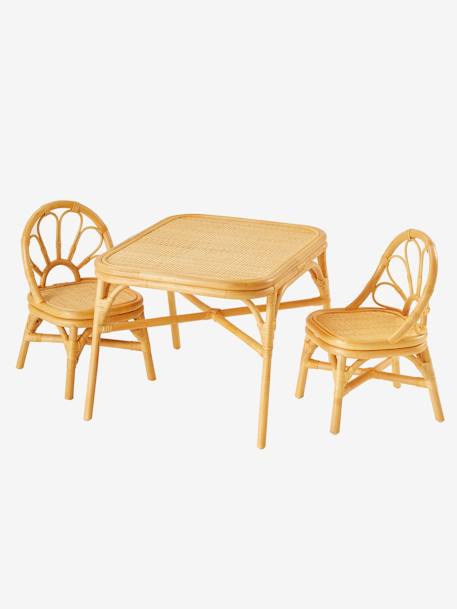 Lot de 2 chaises + table en rotin bois 2 - vertbaudet enfant 