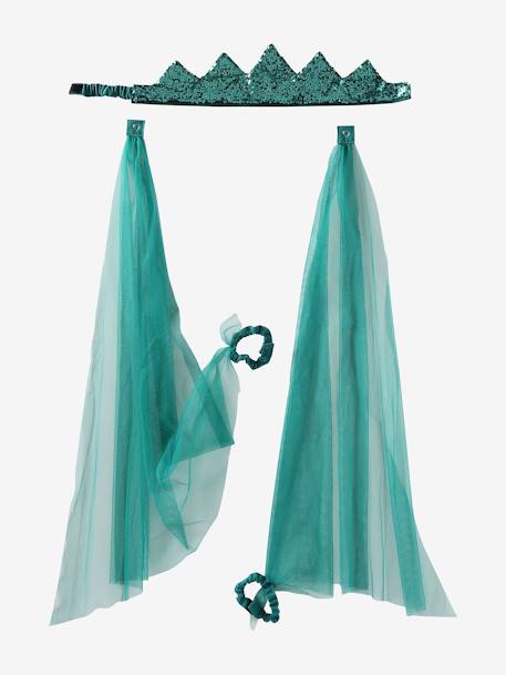 Déguisement de princesse avec voile et couronne bleu+doré+rose+vert émeraude 19 - vertbaudet enfant 