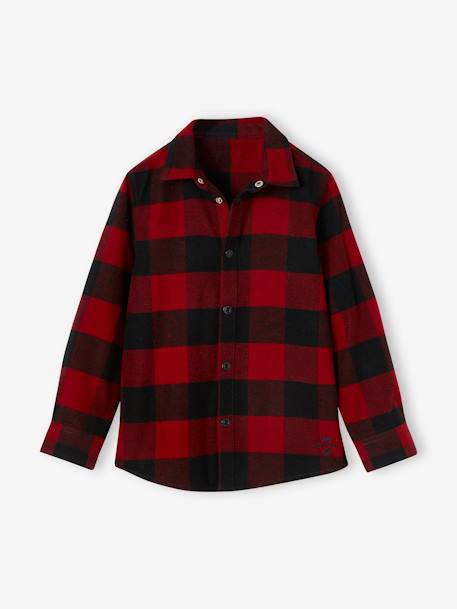 Chemise à grands carreaux en flanelle garçon olive+rouge 4 - vertbaudet enfant 