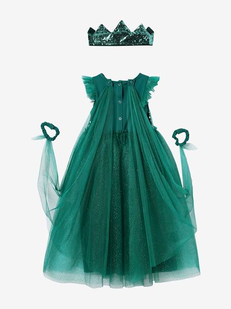 Déguisement de princesse avec voile et couronne bleu+doré+rose+vert émeraude 20 - vertbaudet enfant 