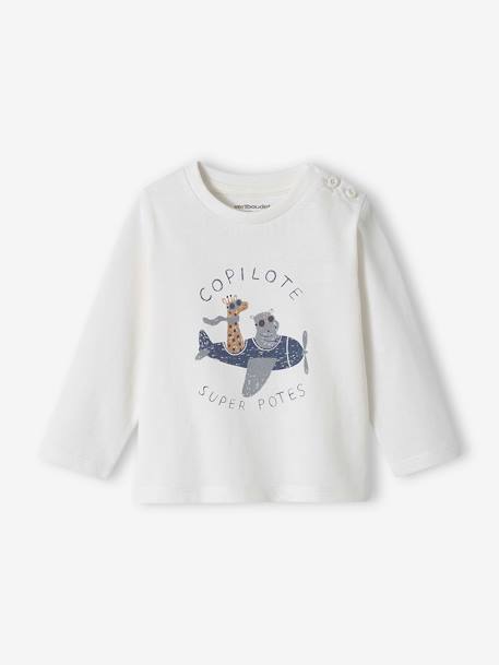 T-shirt fantaisie bébé garçon écru+gris chiné+vanille 1 - vertbaudet enfant 