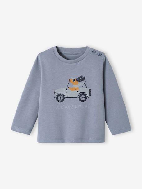 T-shirt fantaisie bébé garçon bleu grisé+écru+gris chiné+vanille 1 - vertbaudet enfant 