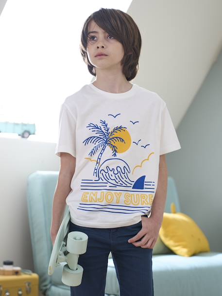 T-shirt motif paysage détails encre gonflante garçon bleu jean+écru 7 - vertbaudet enfant 