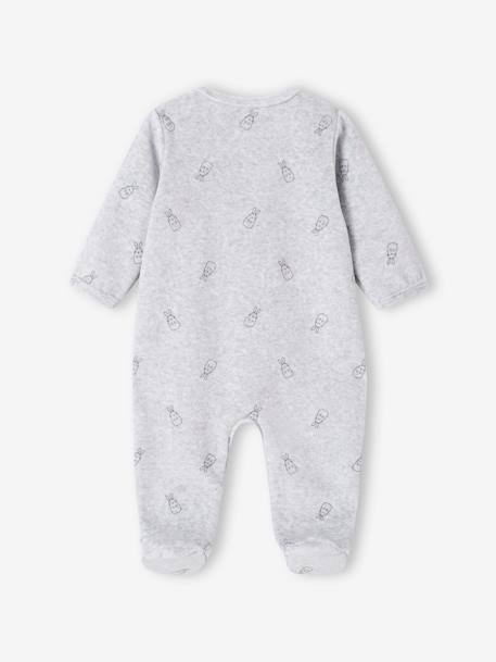 Pyjama bébé mixte en velours lapins gris chiné 2 - vertbaudet enfant 