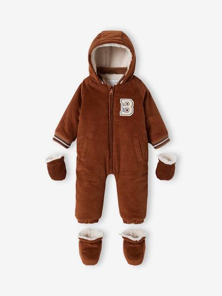 Combi-pilote en velours côtelé bébé avec pieds et moufles détachables beige 6 - vertbaudet enfant 