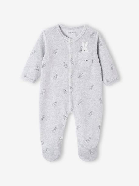 Pyjama bébé mixte en velours lapins gris chiné 1 - vertbaudet enfant 