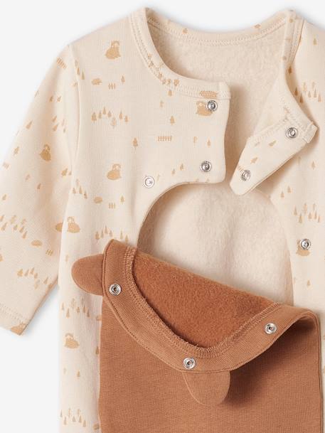 Pyjama bébé mixte en molleton ouverture pont pressionnée écru 3 - vertbaudet enfant 