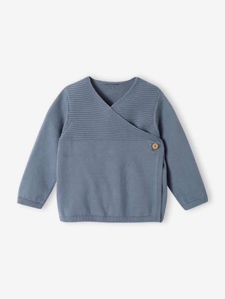 Brassière bébé naissance en tricot de coton bio bleu jean+gris chiné+rose poudré 1 - vertbaudet enfant 