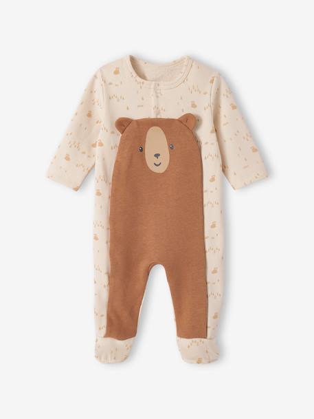 Pyjama bébé mixte en molleton ouverture pont pressionnée écru 1 - vertbaudet enfant 