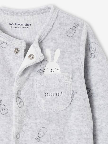 Dors-bien en velours bébé lapins ouverture naissance gris chiné 3 - vertbaudet enfant 