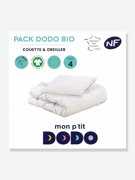 Pack couette + oreiller Bio Mon P’tit DODO blanc 1 - vertbaudet enfant 