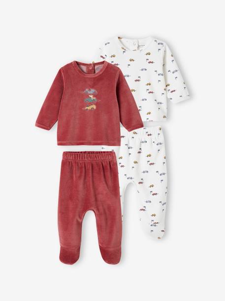 Lot de 2 pyjamas 'bolides' bébé en velours terracotta 1 - vertbaudet enfant 