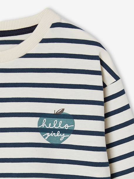 Tee-shirt fille manches longues bleu nuit+noisette+rayé bleu 10 - vertbaudet enfant 