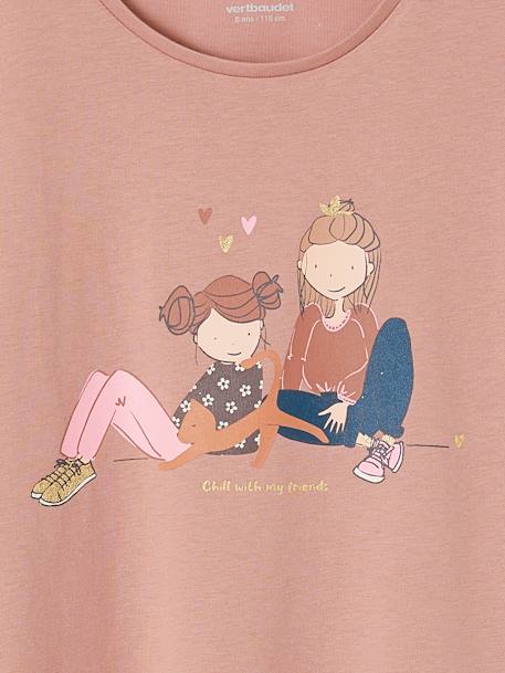 Tee-shirt 'Egérie' détails fantaisie fille manches longues vieux rose 4 - vertbaudet enfant 