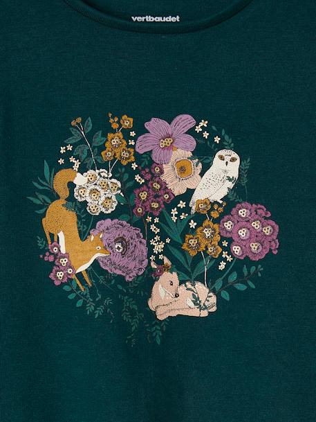 T-shirt fille motifs fantaisie détails brillants bleu pétrole+rose poudré 3 - vertbaudet enfant 