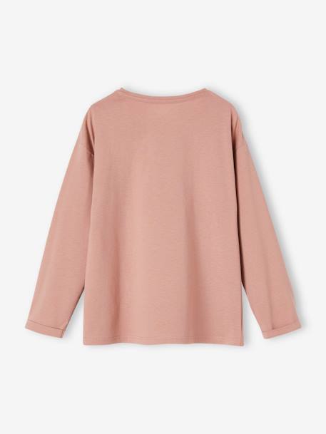 Tee-shirt 'Egérie' détails fantaisie fille manches longues vieux rose 3 - vertbaudet enfant 