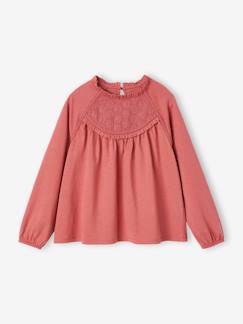 -Tee-shirt blouse détail en broderie anglaise fille