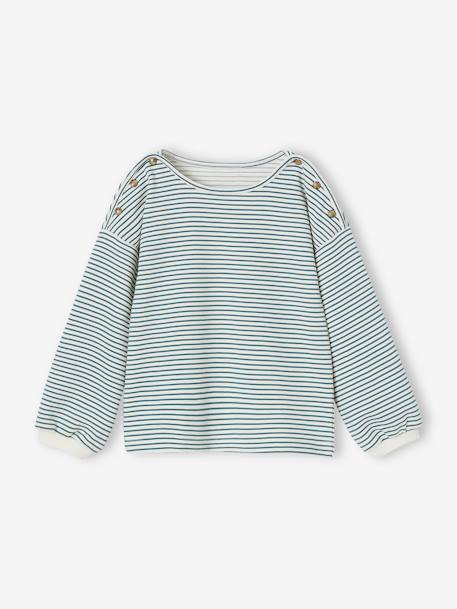 T-shirt marinière encolure bateau fille blanc rayé+rayé vert 6 - vertbaudet enfant 