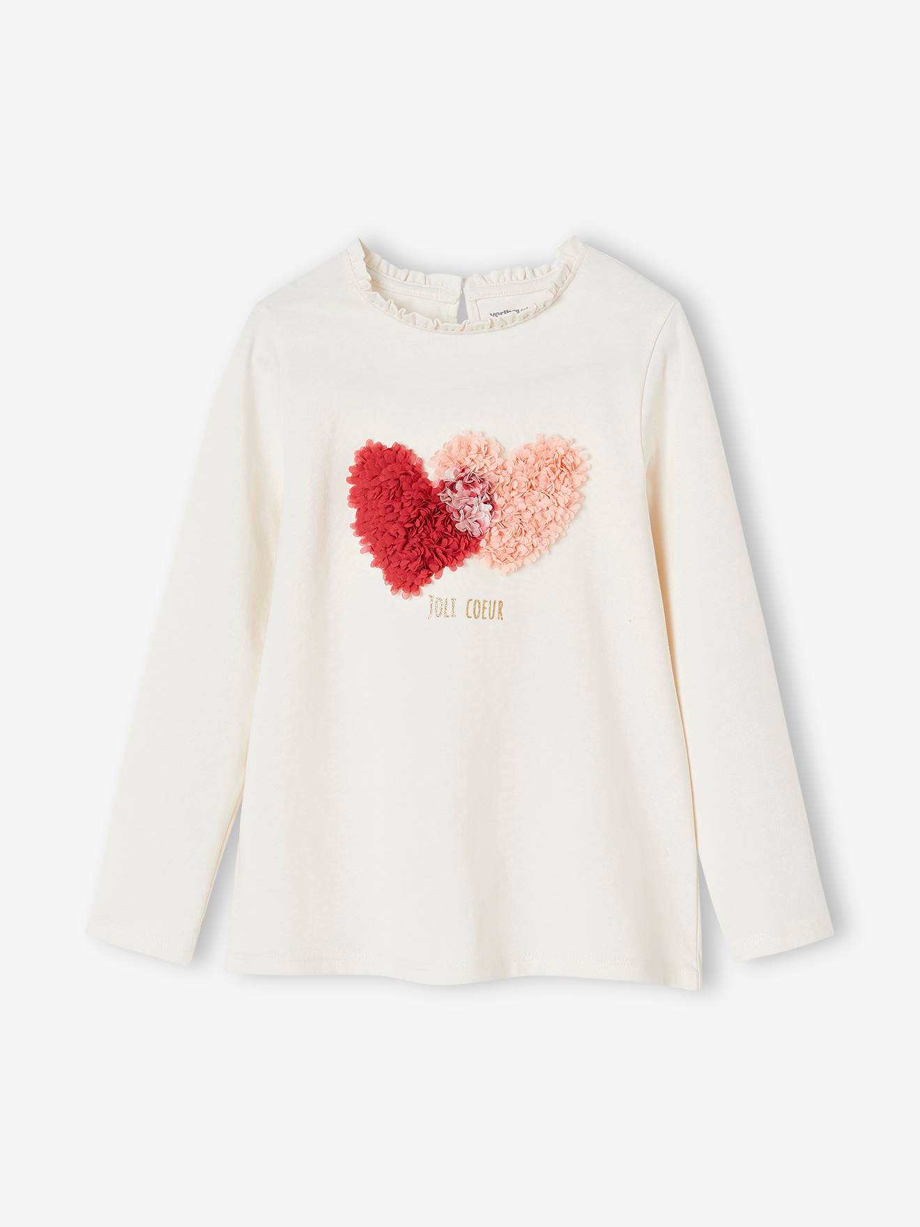 T-shirt Fille Manches Longues Fantaisie - Motifs Romantiques, Détails Brillants, 100% Coton - 9