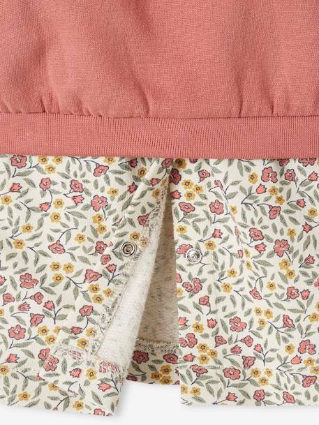 Ensemble bébé fille 3 pièces robe cardigan bandeau bleu grisé+corail+vieux rose 24 - vertbaudet enfant 