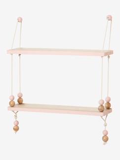 Eau de rose bebe-Chambre et rangement-Rangement-Étagère murale-Etagère balançoire bois et corde Macaron