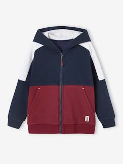 -Sweat garçon zippé à capuche effet colorblock sport 
