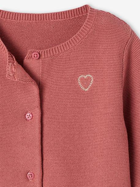 Cardigan broderie dorée coeur bébé beige+vieux rose 8 - vertbaudet enfant 
