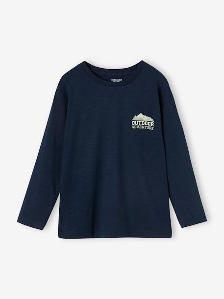 T-shirt grand motif dos garçon bleu nuit+vert sauge 1 - vertbaudet enfant 