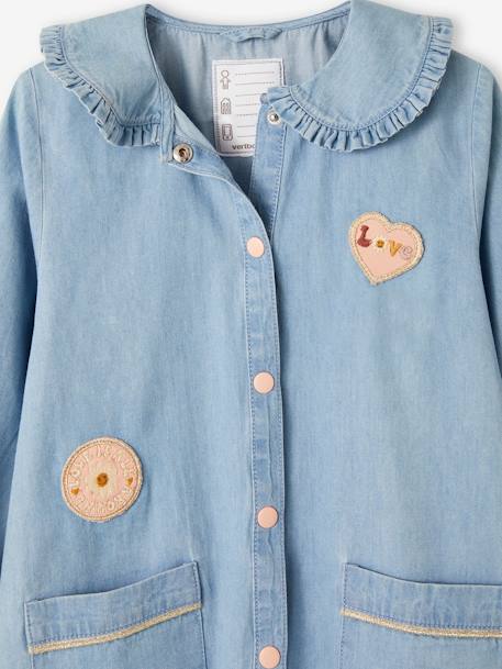 Tablier d'écolière en denim léger personnalisable fille bleu jean 3 - vertbaudet enfant 