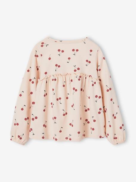 T-shirt blouse fille imprimé manches longues écru+Léopard+rose poudré+vert de gris 8 - vertbaudet enfant 