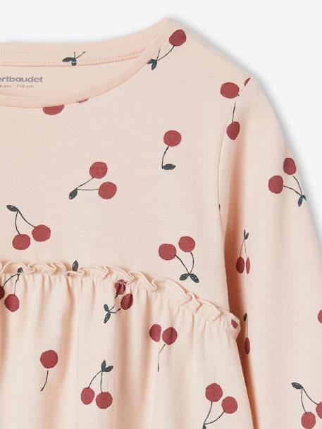 T-shirt blouse fille imprimé manches longues écru+Léopard+rose poudré+vert de gris 9 - vertbaudet enfant 