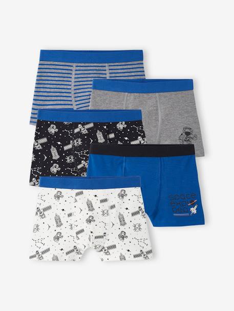 Lot de 5 boxers stretch espace garçon bleu roi 1 - vertbaudet enfant 