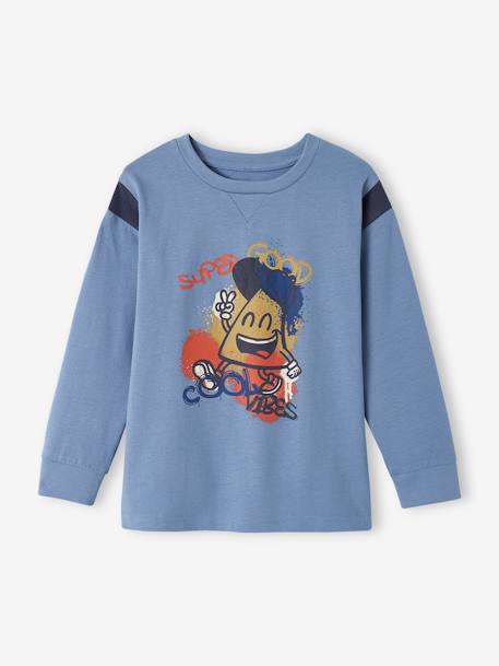 Tee-shirt motif mascotte graffitis garçon bleu chambray 1 - vertbaudet enfant 