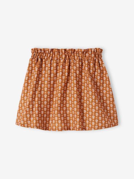 Jupe ample à fleurs fille caramel 2 - vertbaudet enfant 