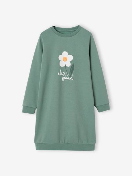 Robe Basics en molleton fille vert émeraude 2 - vertbaudet enfant 