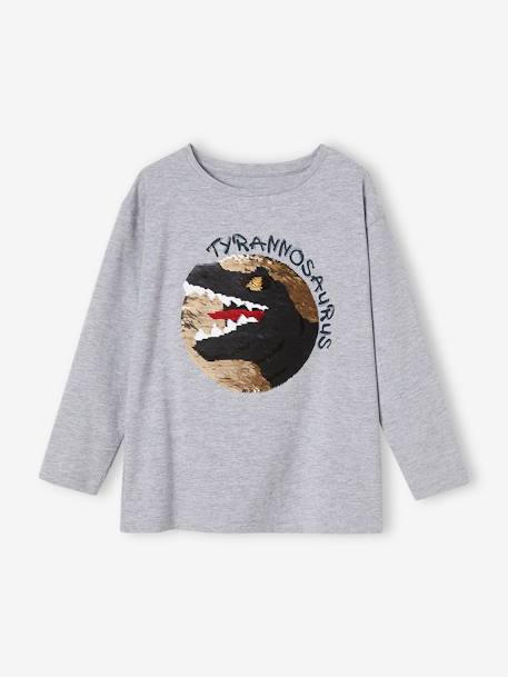 T-shirt à sequins réversibles garçon GRIS ANTHRACITE+gris chiné 8 - vertbaudet enfant 